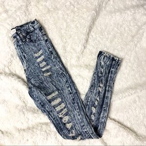 Aphrodite High Rise Acid Wash Distressed Jeans